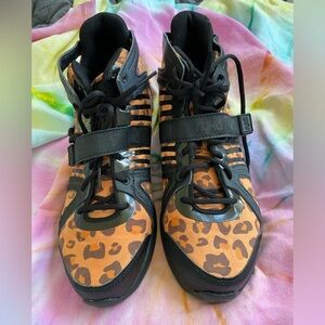 Rykä IHC Orange Leopard Fabric shoe with leather and molded accents. Size 10.5